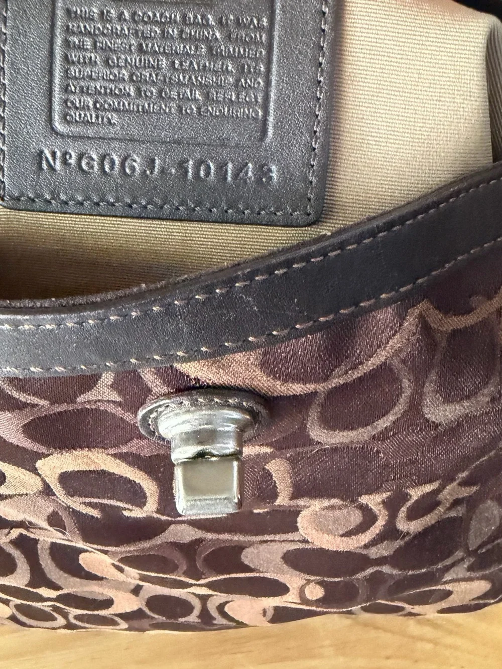 Coach Brown Signature Jacquard Hobo Bag Large Suede